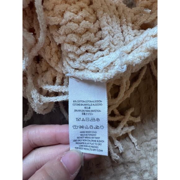 Free People Women’s Higher Love Crochet Open Knit Boho Sweater Cream Size XS - Picture 4 of 9